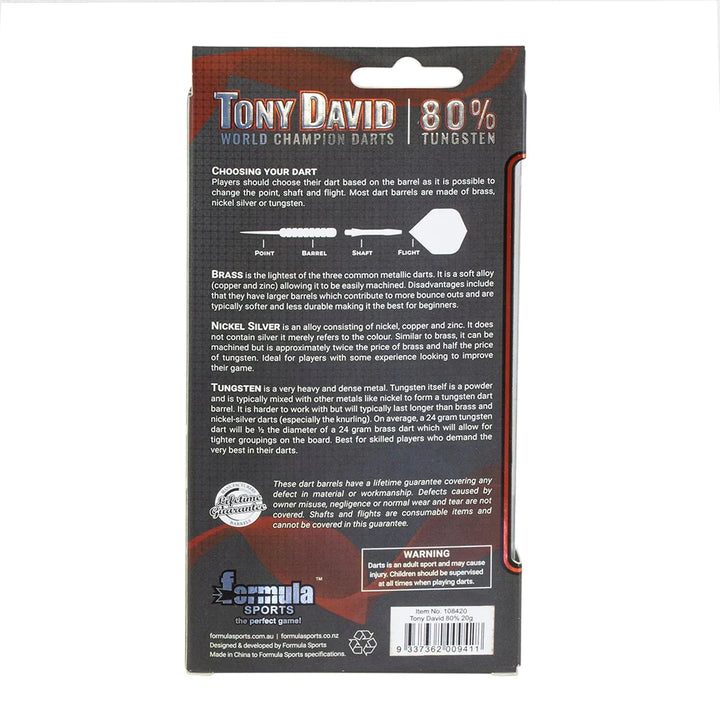Formula - Tony David Steel Tip Darts - 80% Tungsten from On Point Darts
