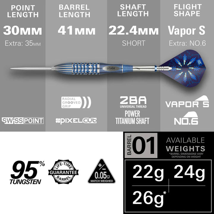 Power Gx2 Steel Tip Darts - 95% Tungsten