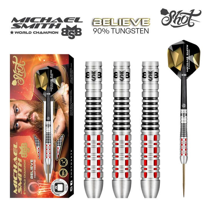 Shot - Michael Smith Believe Darts Steel Tip Darts - 90% from On Point Darts