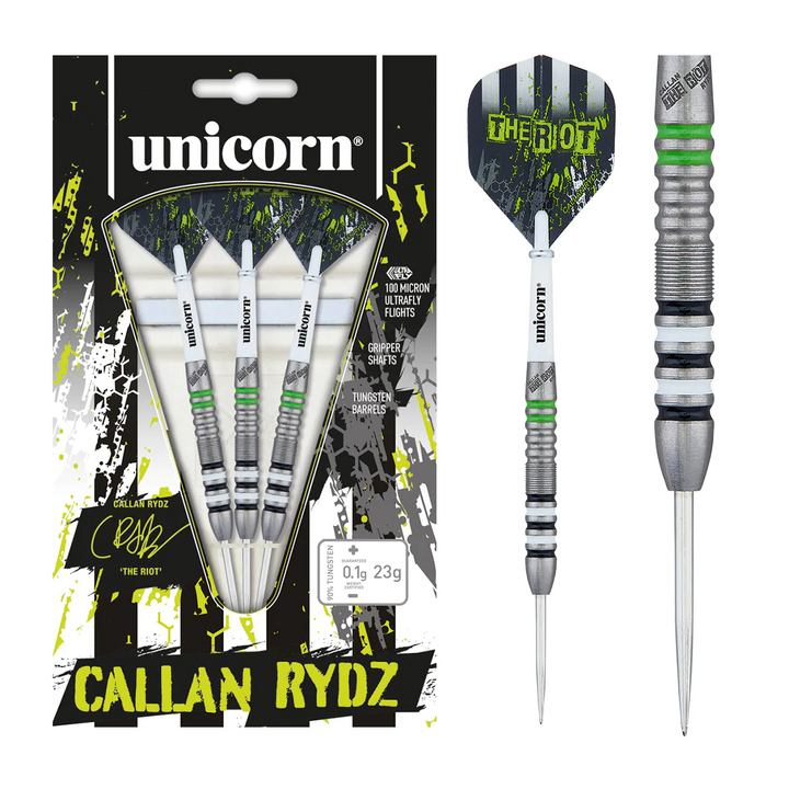 Unicorn - Callan Rydz Riot Steel Tip Darts - 80% Tungsten from On Point Darts