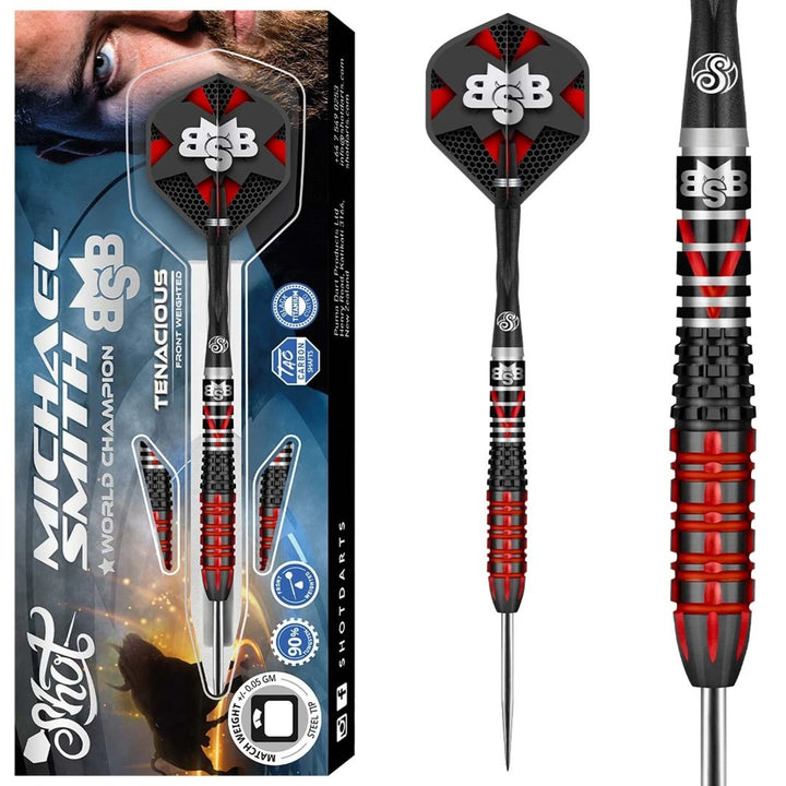 Shot - Michael Smith Tenacious Darts Steel Tip Darts - 90% from On Point Darts