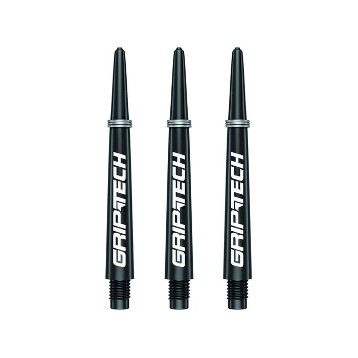 Three black GripTech dart shafts
