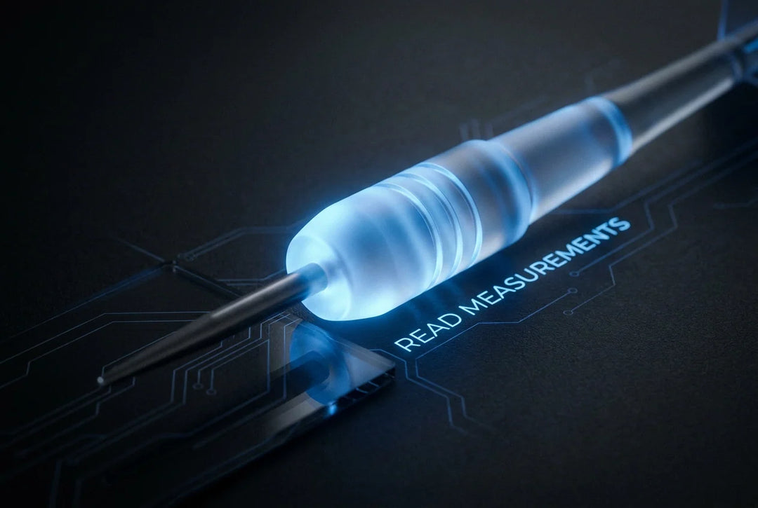 Professional header image for educational tutorial: How to Read Steel Tip Dart Measurements Before You Buy