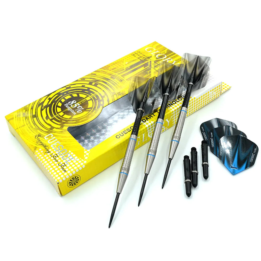 Cuesoul Glory Steel Tip Darts 85% Tungsten — set contents and packaging