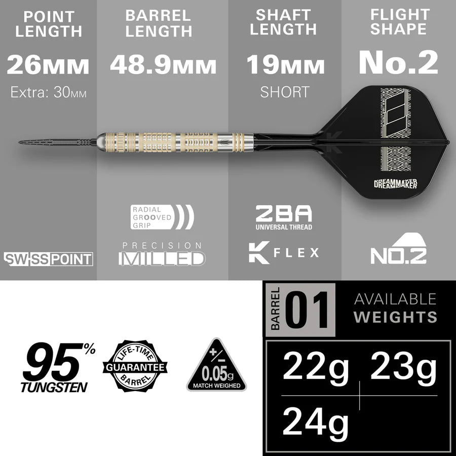 Dimitri Van Den Bergh Steel Tip Darts - 95% Tungsten