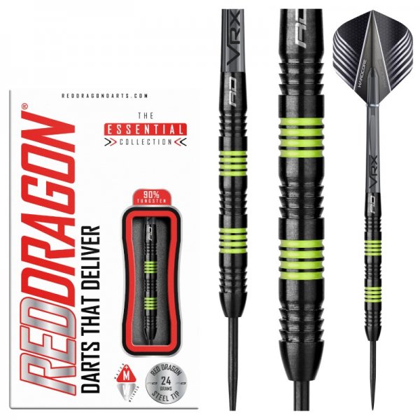 Red Dragon Freestyle Steel Tip Darts 90% Tungsten — dart, barrel detail and packaging