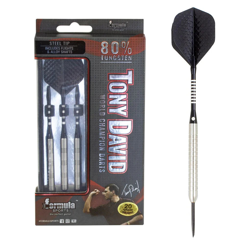 Formula Tony David Steel Tip Darts 80% Tungsten — dart and packaging