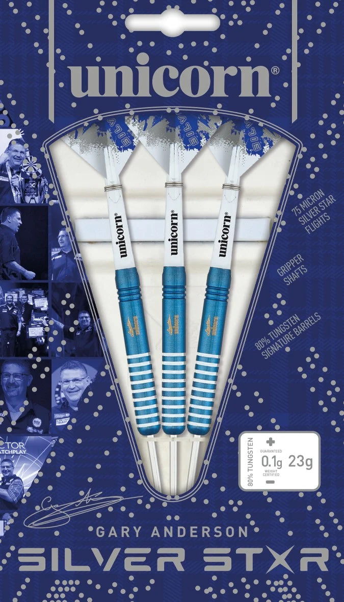 Unicorn - Gary Anderson Blue SilverStar - 80% Tungsten Darts