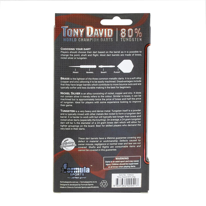Formula - Tony David Steel Tip Darts - 80% Tungsten