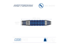 Winmau Andy Fordham Steel Tip Darts 90% Tungsten — barrel specification chart