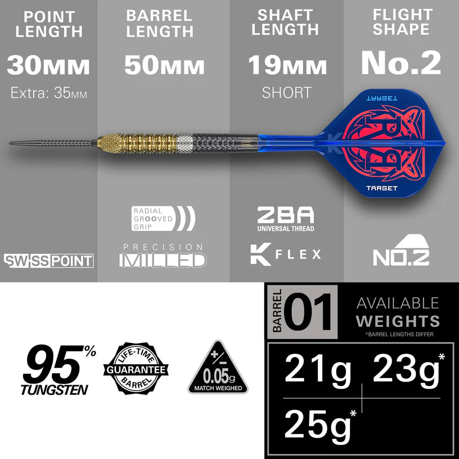 RVB Gen 6 Steel Tip Darts - 95% Tungsten
