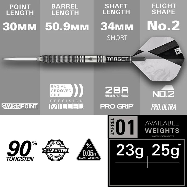 Beau Greaves G1 Steel Tip Darts - 90% Tungsten