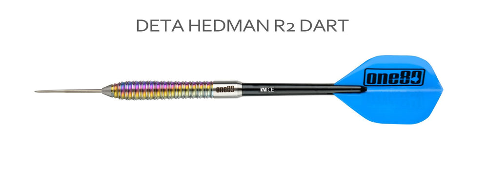 One80 Deta Hedman R2 steel-tip darts and supplied setup