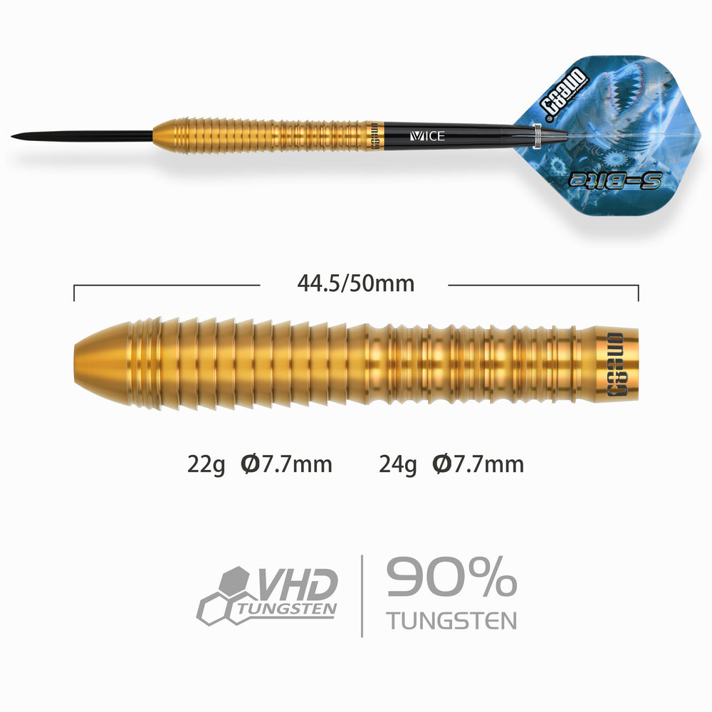 One80 S Bite B1 Steel Tip Darts 90% Tungsten — dart and barrel dimensions chart