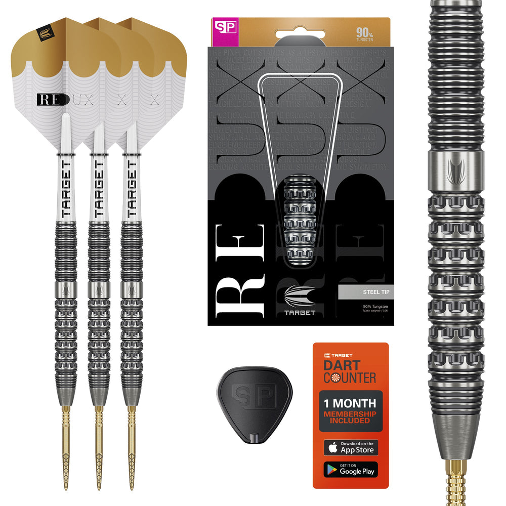 Target Redux 01 Steel Tip Darts 90% Tungsten — set contents and packaging