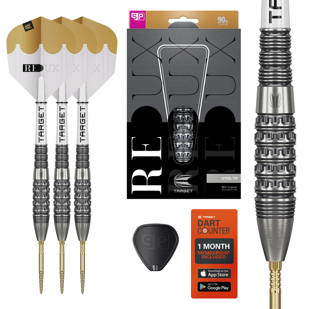 Target Redux 02 Steel Tip Darts 90% Tungsten — set contents and packaging
