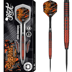 Shot Bradley Brooks Steel Tip Darts 90% Tungsten — dart, barrel detail and packaging