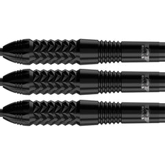Bulls Caliber Black Steel Tip Darts 90% Tungsten — three dart barrels