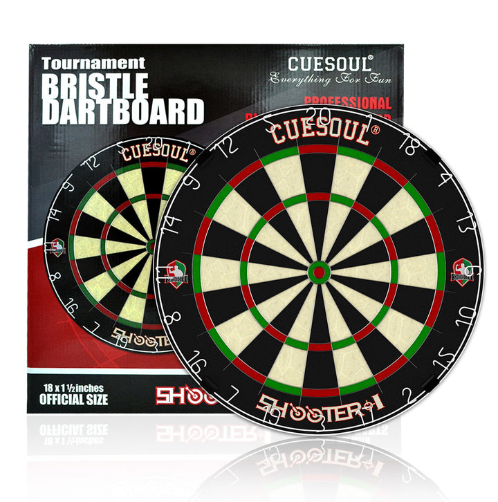 Cuesoul - Tournamental Bristle Sisal Dartboard Set with 2 sets of Steel Tip Darts & Measuring Tape