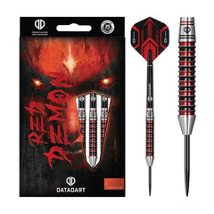 Datadart Red Demon Steel Tip Darts 90% Tungsten — dart, barrel detail and packaging