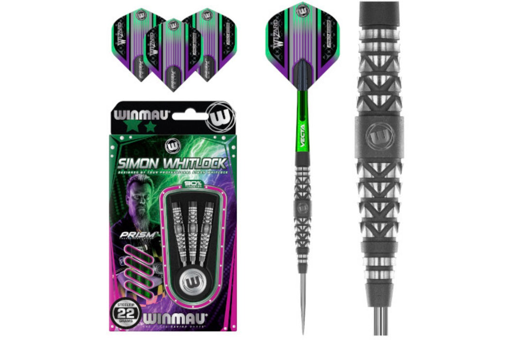 Winmau Simon Whitlock Shot Blast Steel Tip Darts - 90% Tungsten 24g