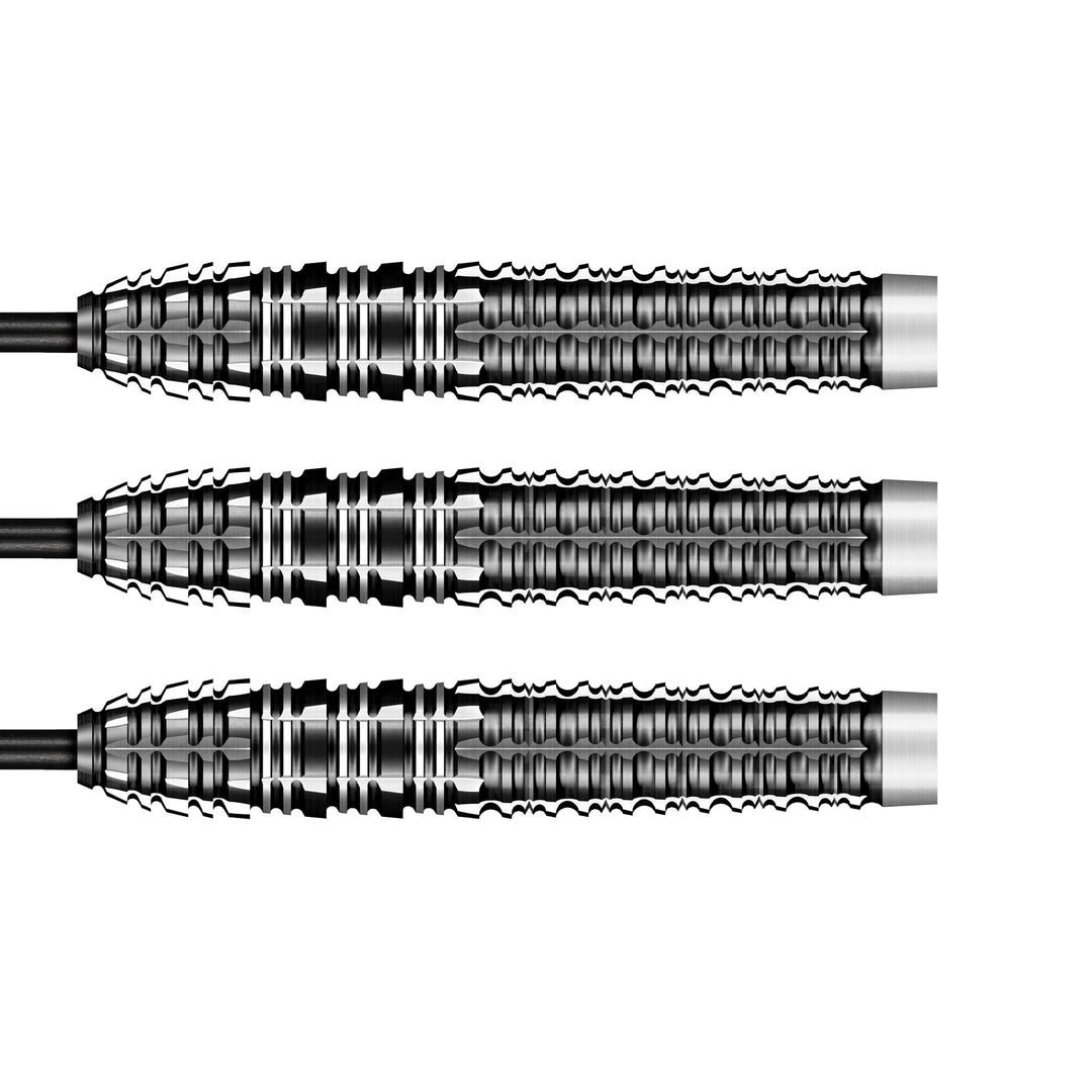 Shot Gnarly Smasha Steel Tip Darts 90% Tungsten — three dart barrels