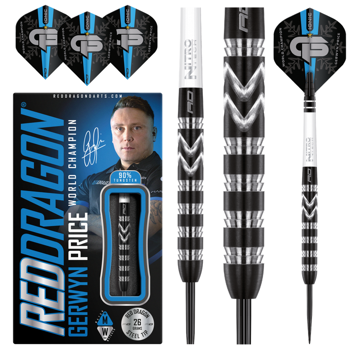 Gerwyn Price - World Champion SE Onyx Steel Tip Darts - 90% Tungsten