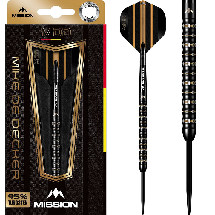Mike De Decker Black & Gold Steel Tip Darts - 95% Tungsten