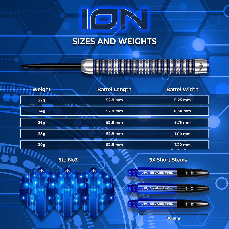 ION Blue & Silver Steel Tip Darts - 95% Tungsten
