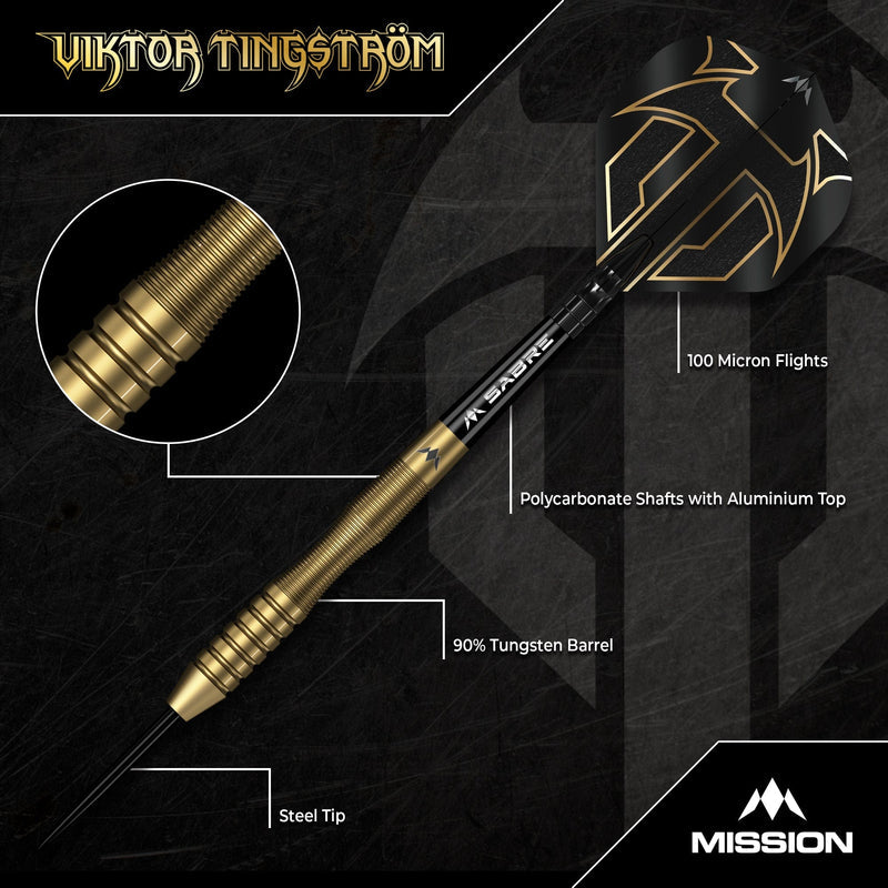 Viktor Tingstrom Gold Steel Tip Darts - 90% Tungsten