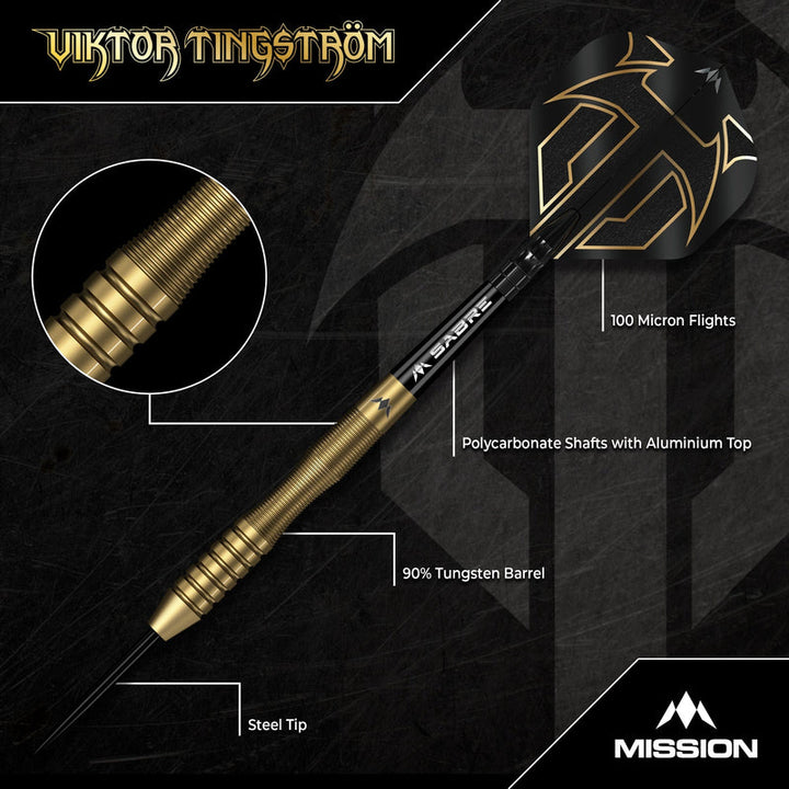 Viktor Tingstrom Gold Steel Tip Darts - 90% Tungsten