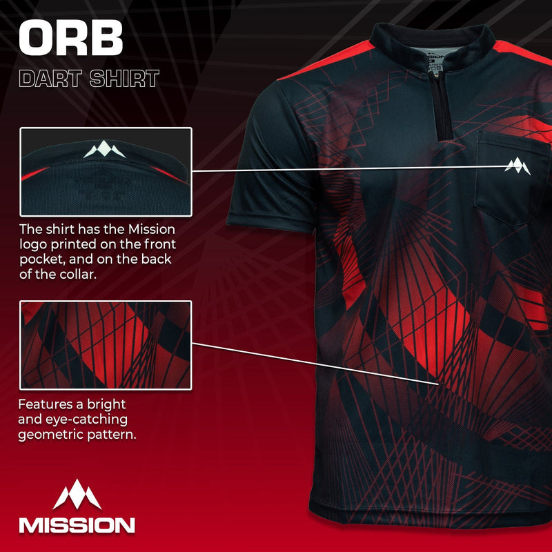 Orb Black & Red Collarless Dart Shirt