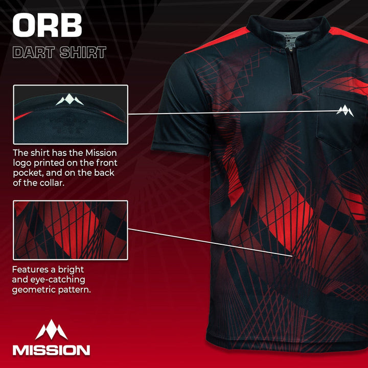 Orb Black & Red Collarless Dart Shirt