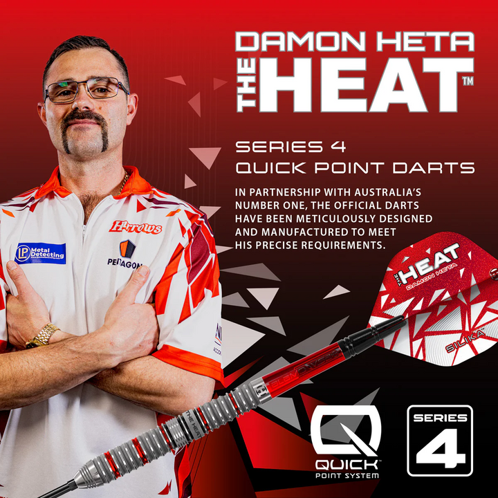 Damon Heta V4 QP Steel Tip Darts - 90% Tungsten