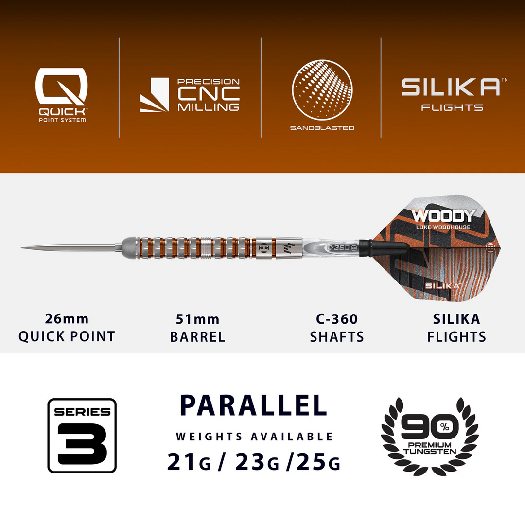Luke Woodhouse S3 QP Steel Tip Darts - 90% Tungsten