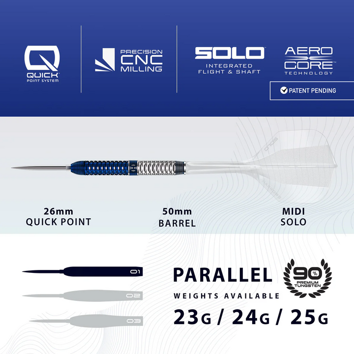 Geo Parallel QP Steel Tip Darts - 90% Tungsten