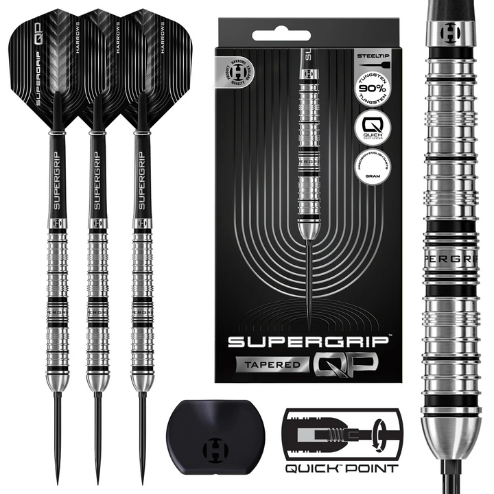Supergrip Tapered QP Steel Tip Darts - 90% Tungsten