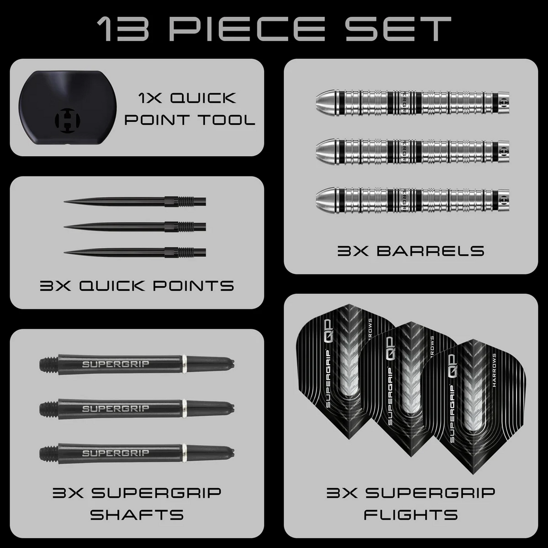 Supergrip Tapered QP Steel Tip Darts - 90% Tungsten