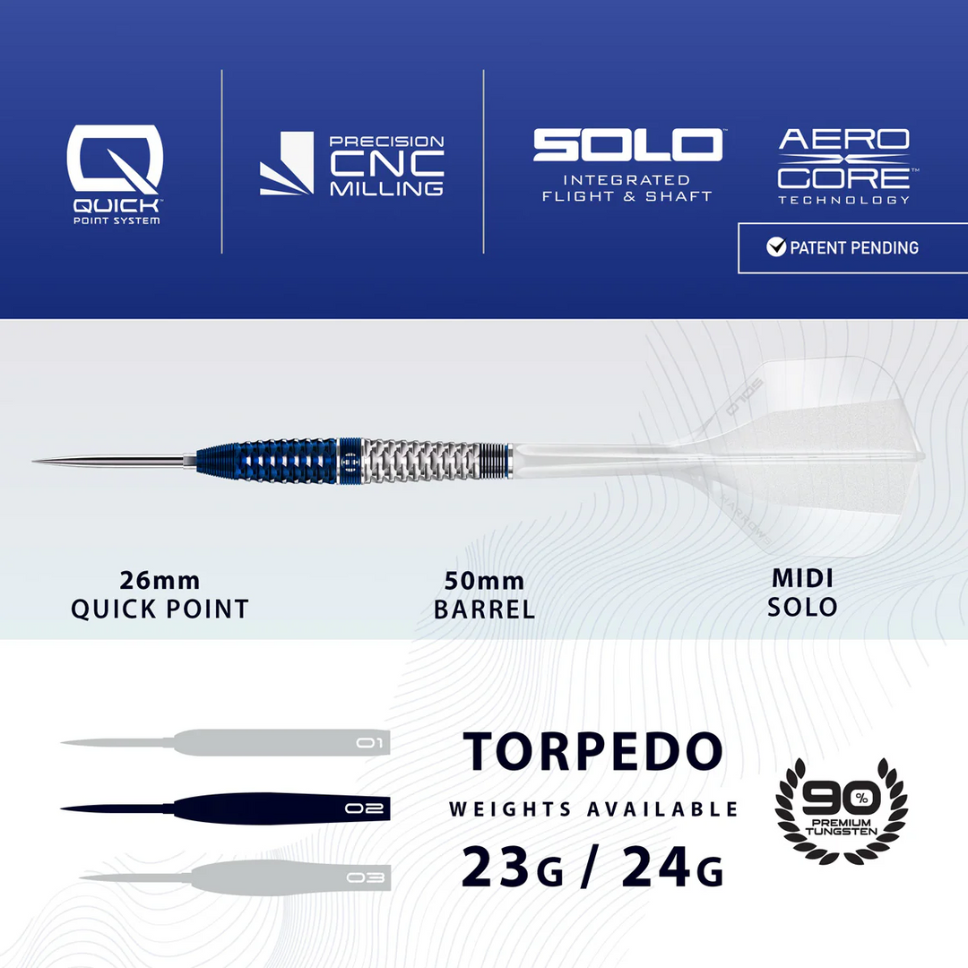 Geo Torpedo QP Steel Tip Darts - 90% Tungsten