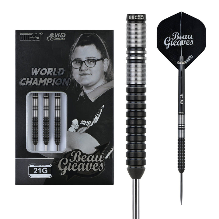 One80 - Beau Greaves Black Steel Tip Darts - 90% Tungsten