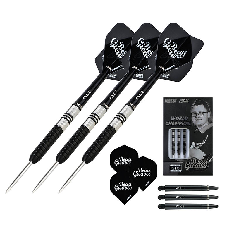 One80 - Beau Greaves Black Steel Tip Darts - 90% Tungsten