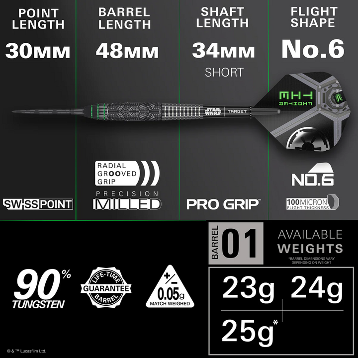 STAR WARS™ Tie Fighter Steel Tip Darts - 90% Tungsten