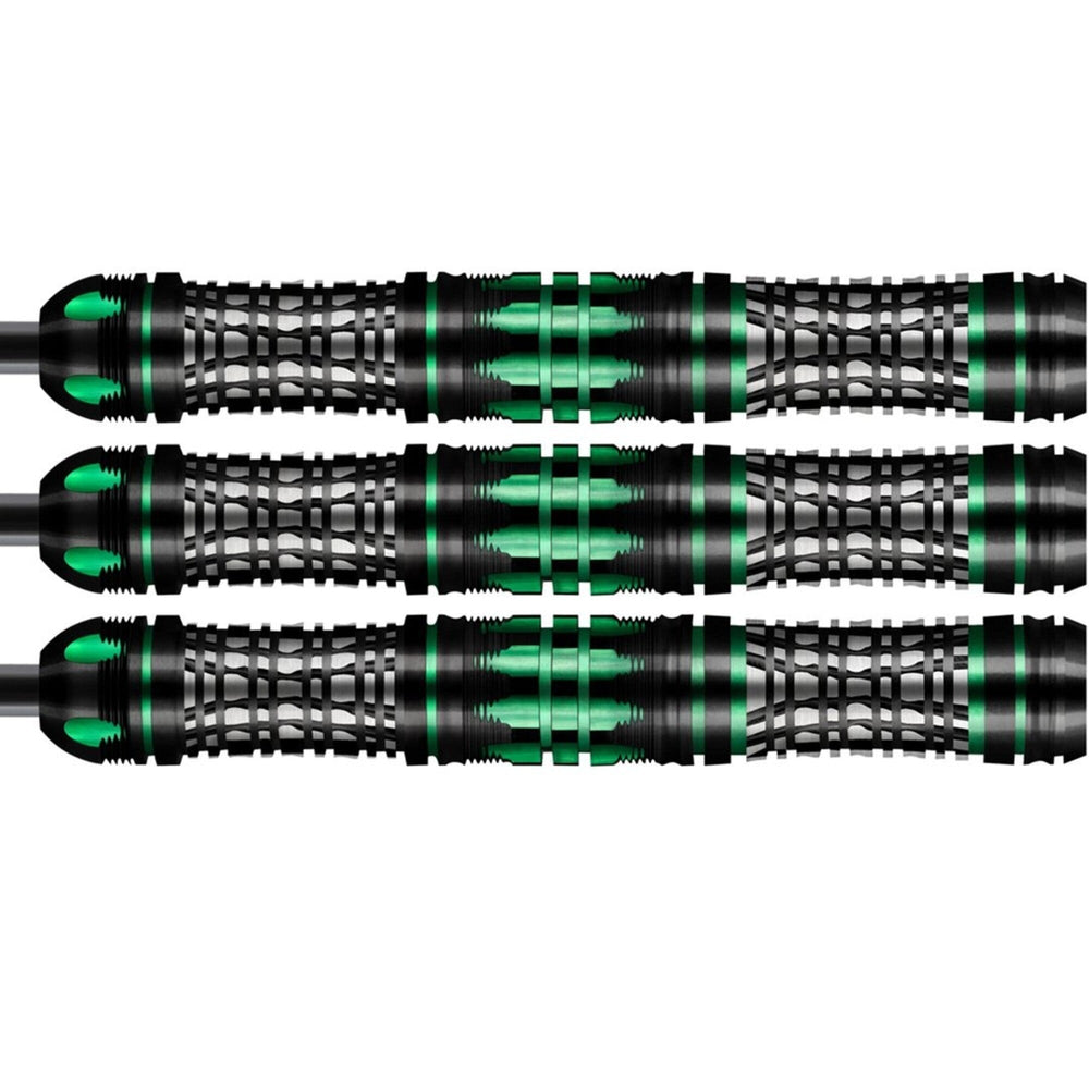 Shot Ai Cyberpunk 23G Steel Tip Darts 90% Tungsten — three dart barrels