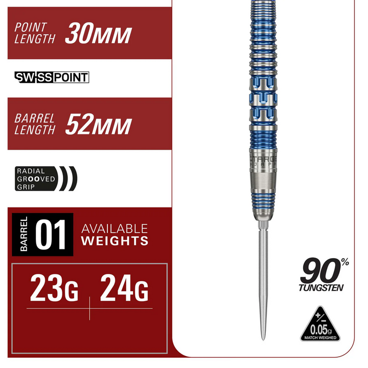 Mizu 01 Steel Tip Darts - 90% Tungsten