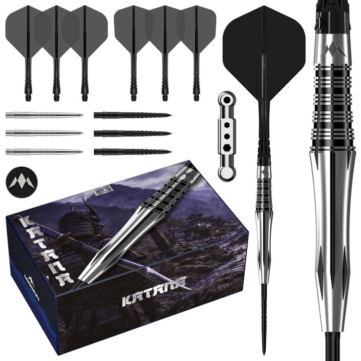 Katana Silver & Black Steel Tip Darts - 95% Tungsten