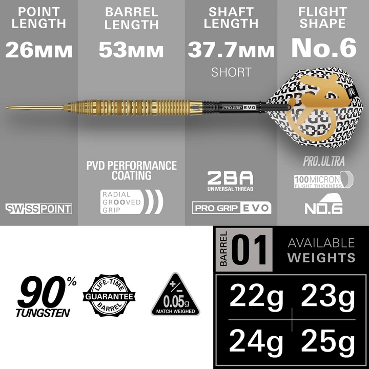 Bolide Envy 01 Steel Tip Darts - 90% Tungsten