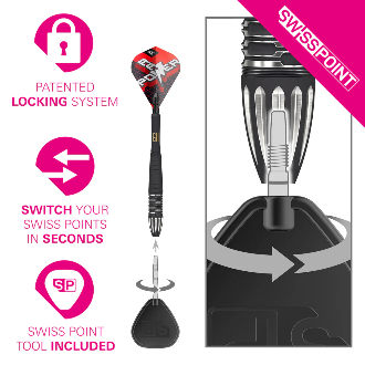 Target Phil Taylor Raw Power G11 Steel Tip Darts 95% Tungsten — Swiss Point fitting and removal diagram