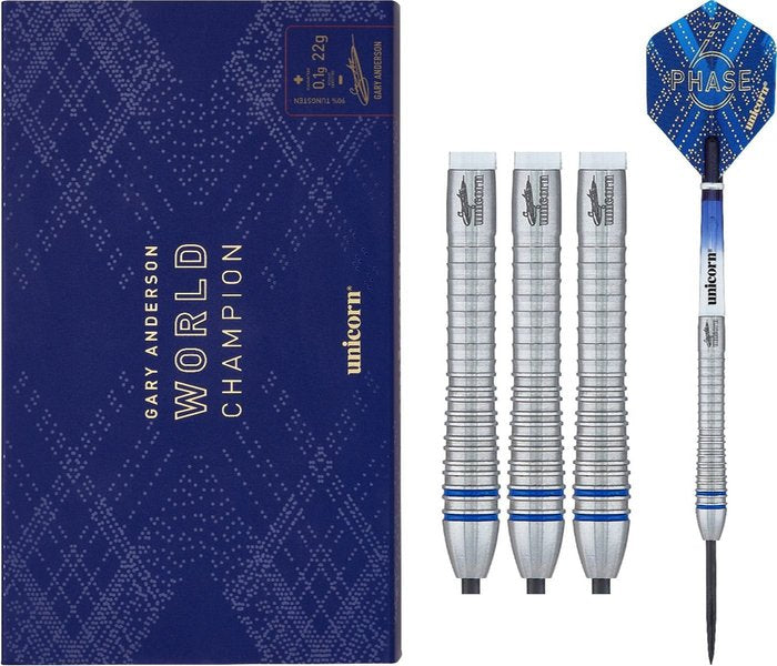 Unicorn Gary Anderson Phase 6 WC Steel Tip Darts - 90% Tungsten 25g