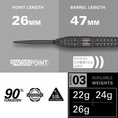 Target Bolide Void 03 Steel Tip Darts - 90% Tungsten alternate product view