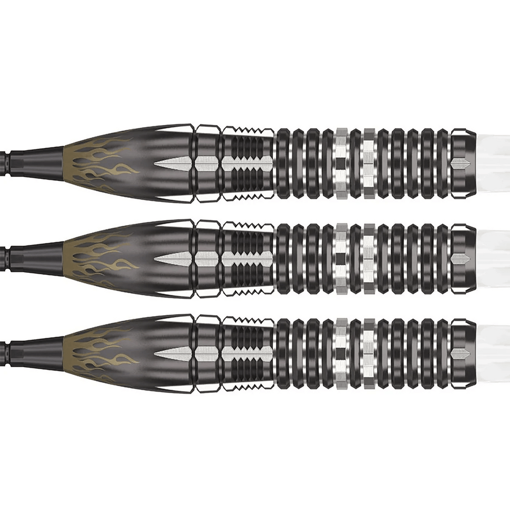 Target Japan Mitsumasa Hoshino Pyro G10 Steel Tip Darts 95% Tungsten — three dart barrels
